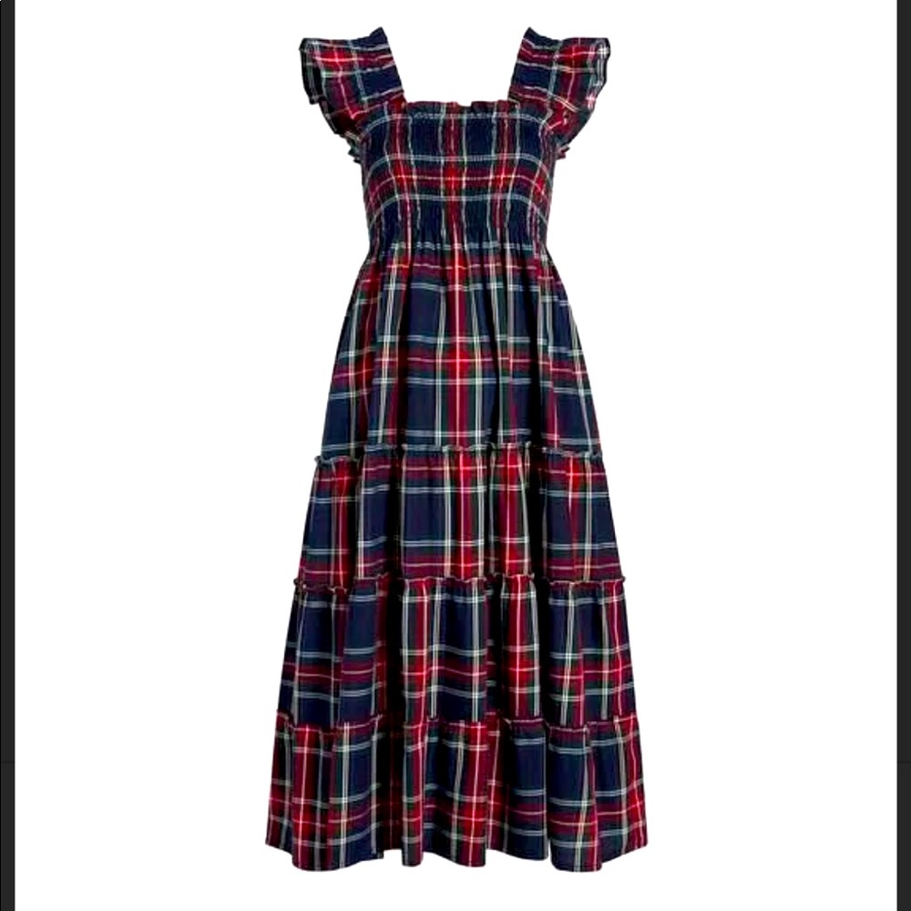 Hill House Ellie Nap Dress in Navy Tartan Size SMALL